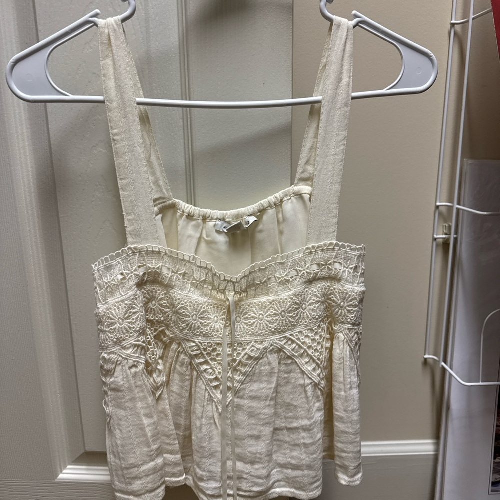 American Eagle Outfitters Cream Lace Blouse